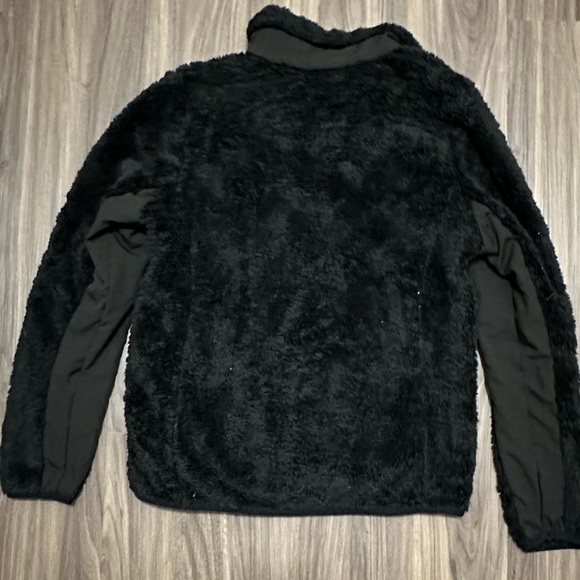 NEW BALANCE NB Full Zip Fleece Pile Faux Fur Jacket Black - Picture 4 of 5